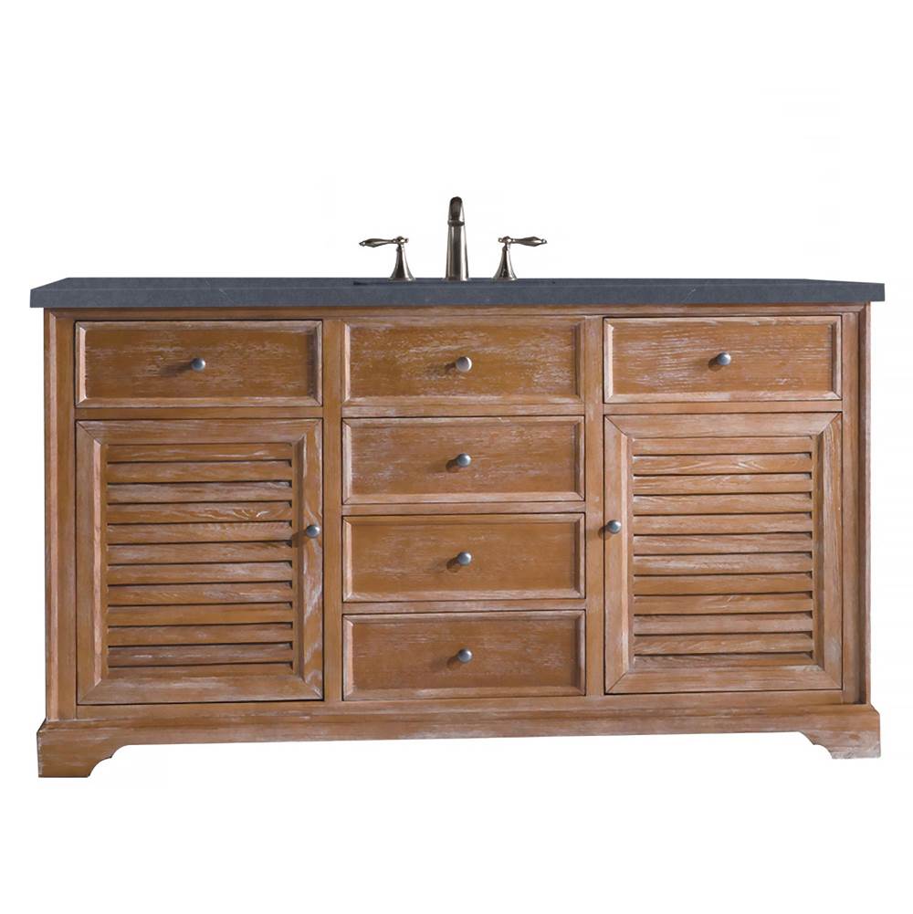 James Martin Vanities Savannah 60'' Single Vanity Cabinet, Driftwood, w/ 3 CM Charcoal Soapstone Quartz Top