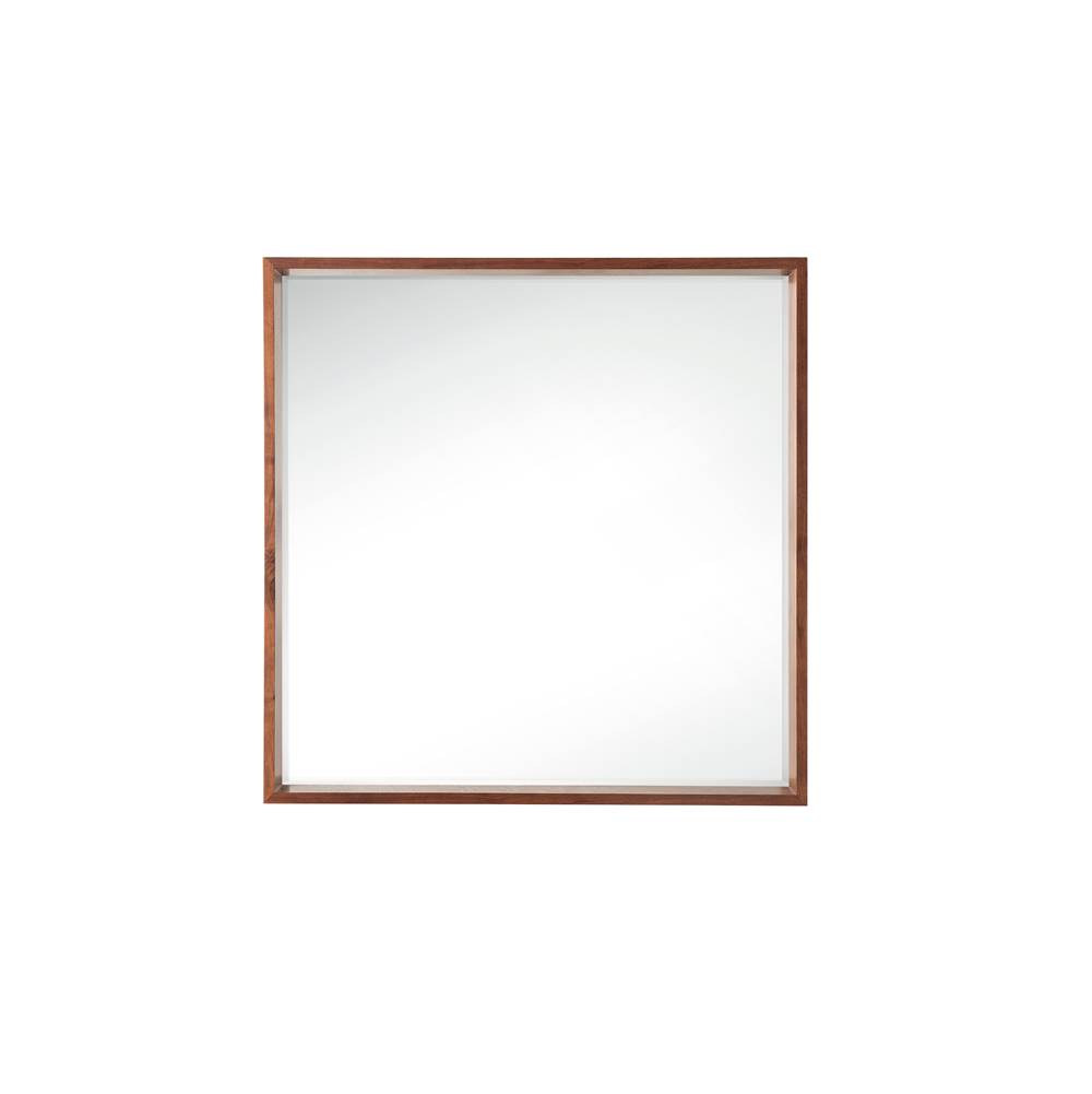 James Martin Vanities Milan 35.4'' Square Cube Mirror, Mid Century Walnut