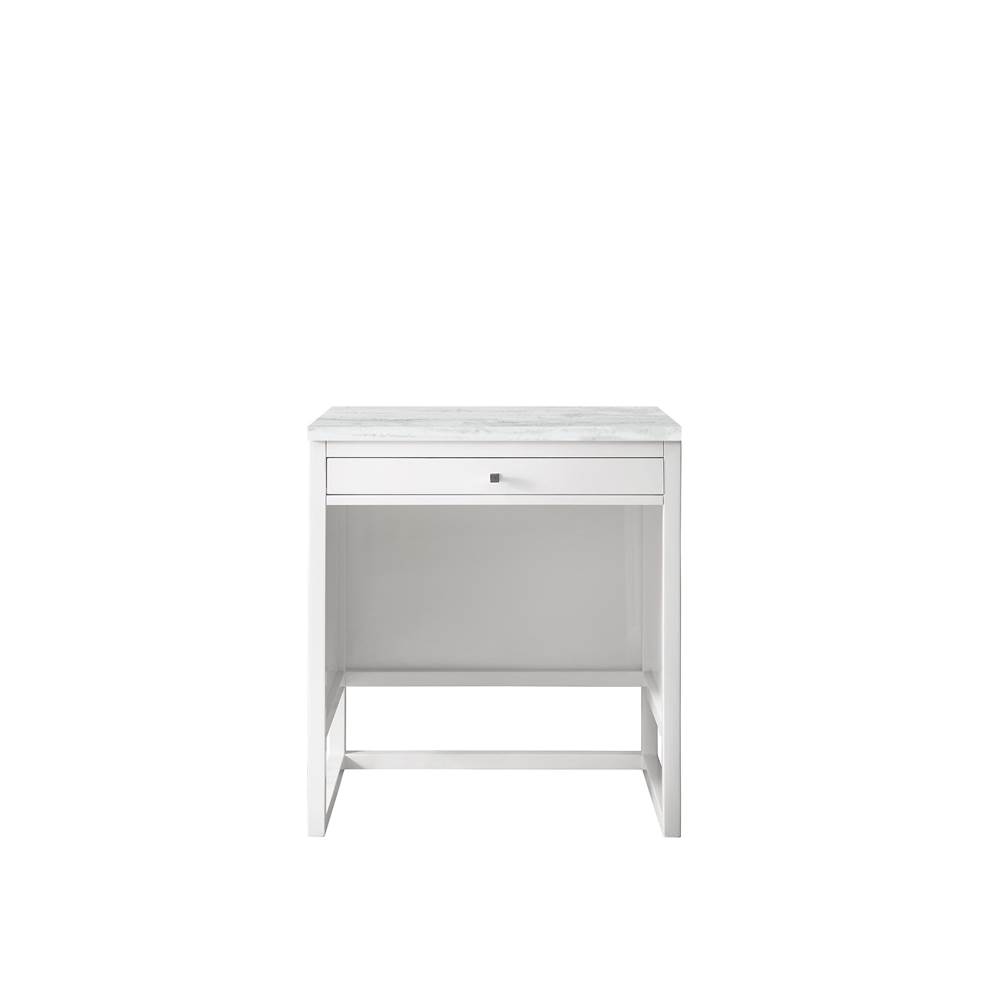 James Martin Vanities Athens 30''  Countertop  Unit (makeup counter), Glossy White w/ 3 CM Arctic Fall Solid Surface Top