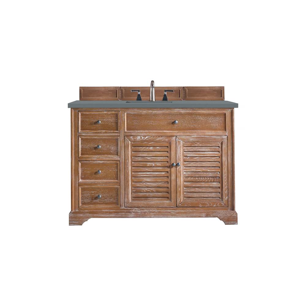 James Martin Vanities Savannah 48'' Single Vanity Cabinet, Driftwood, w/ 3 CM Cala Blue Quartz Top