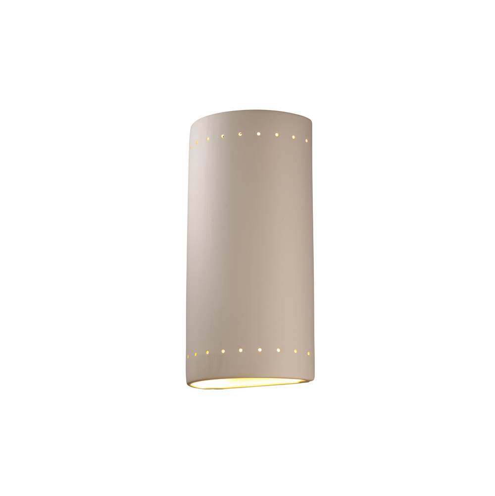 Justice Design Really Big LED Cylinder w/ Perfs - Open Top and Bottom (Outdoor) in Gloss White (outside and inside of fixture)