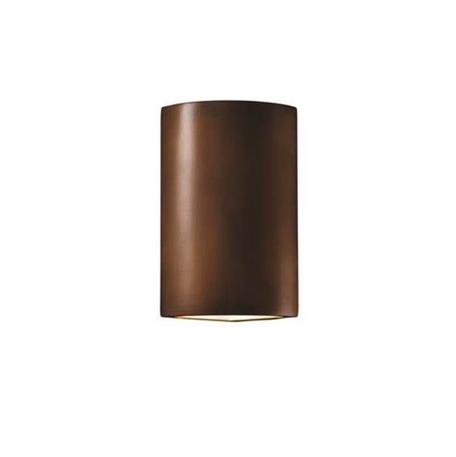 Justice Design Cylinder LED Corner Sconce in Gloss Grey