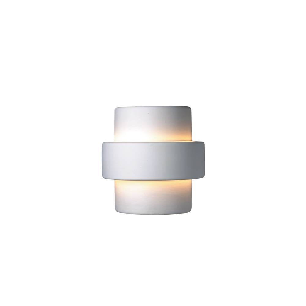 Justice Design Large Step LED Wall Sconce (Outdoor) in Gloss White (outside and inside of fixture)