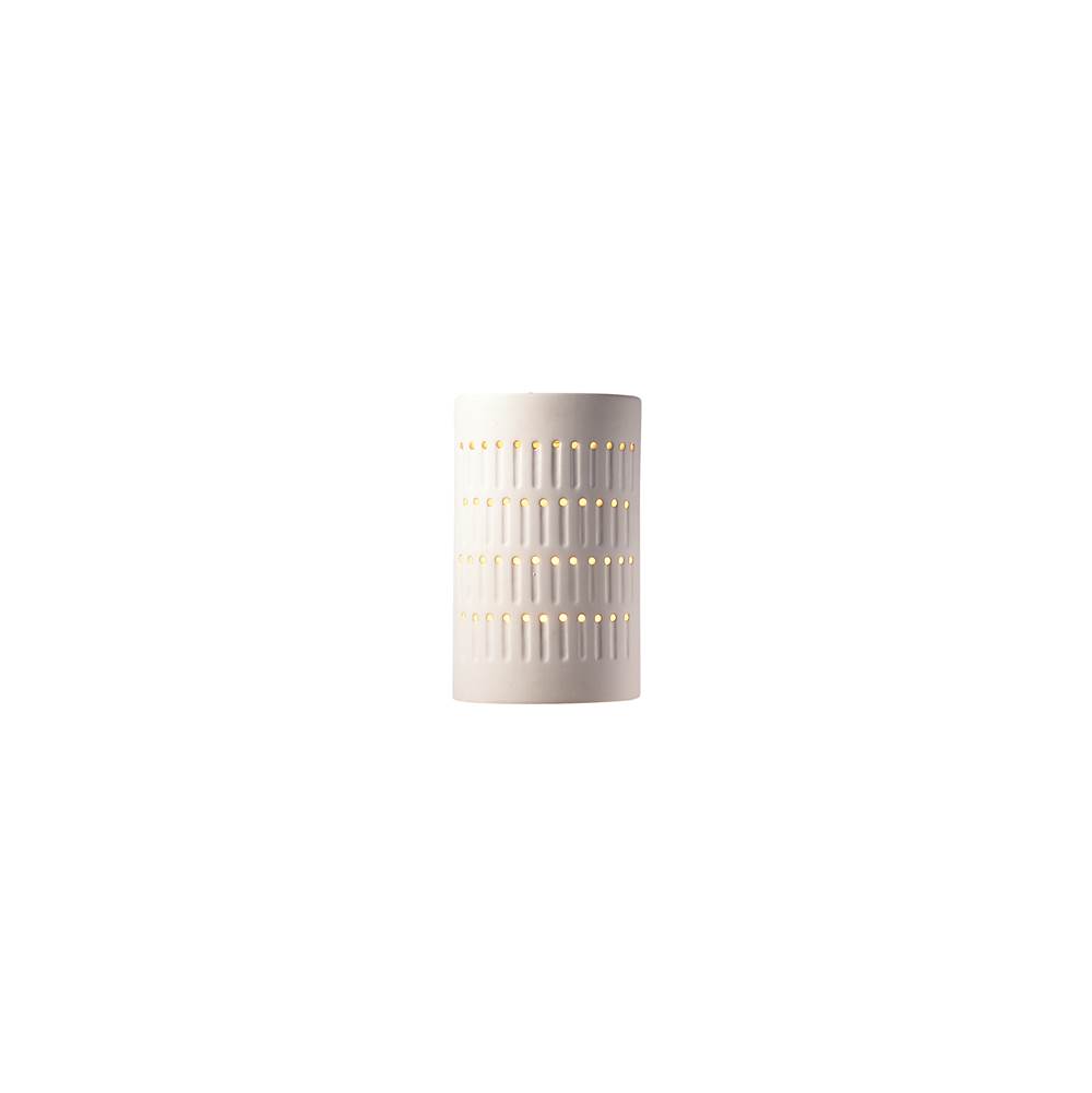 Justice Design Small LED Cactus Cylinder - Open Top and Bottom in Gloss White (outside and inside of fixture)