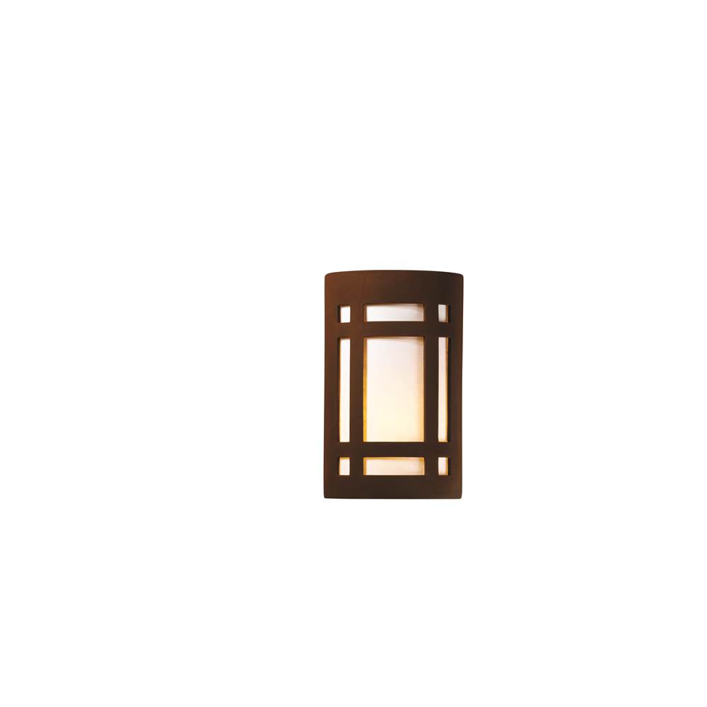 Justice Design Small ADA LED Craftsman Window - Closed Top (Outdoor) in Canyon Clay