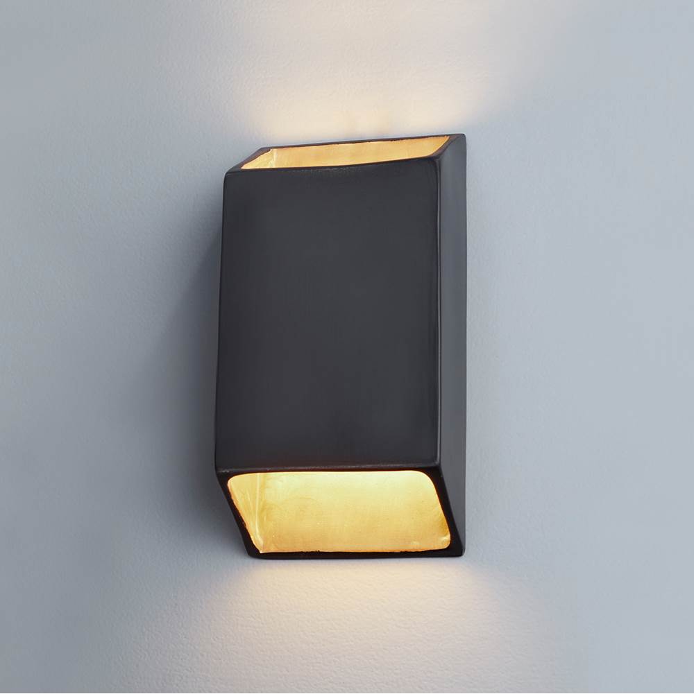 Justice Design Large Outdoor ADA Tapered Rectangle LED Wall Sconce (Open Top and Bottom) in Antique Copper