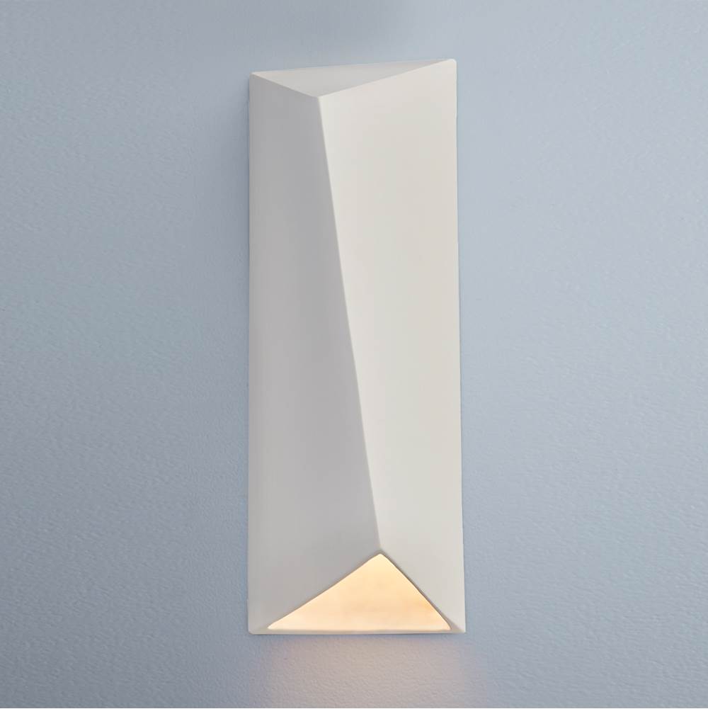 Justice Design Large Diagonal Rectangle Outdoor LED Wall Sconce (Closed Top) in Vanilla (Gloss)