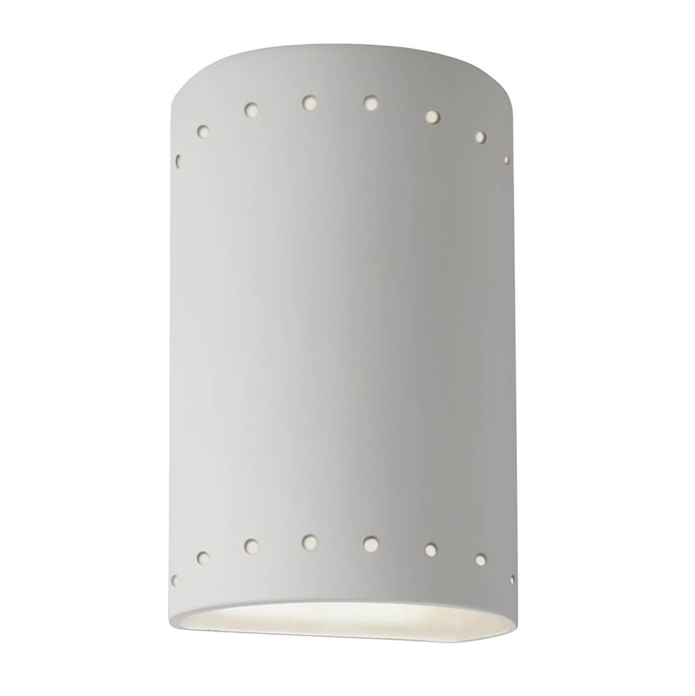 Justice Design Small ADA LED Cylinder w/ Perfs - Closed Top in Pewter Green