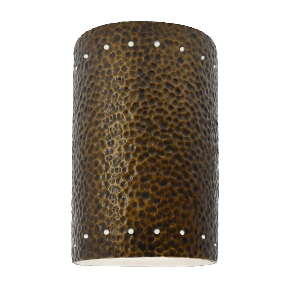Justice Design Small ADA Cylinder w/ Perfs - Open Top and Bottom  in Hammered Brass