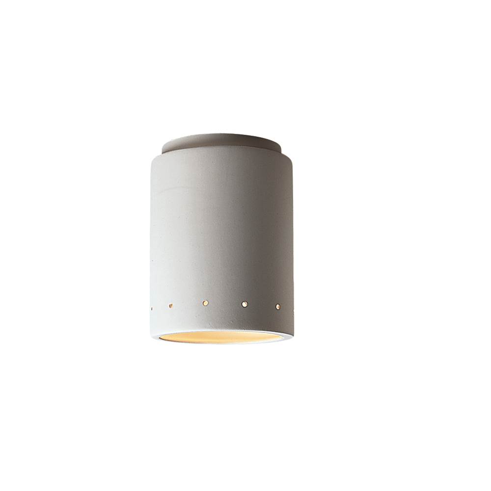 Justice Design Cylinder w/ Perfs Flush-Mount (Outdoor) in Midnight Sky with Matte White internal finish