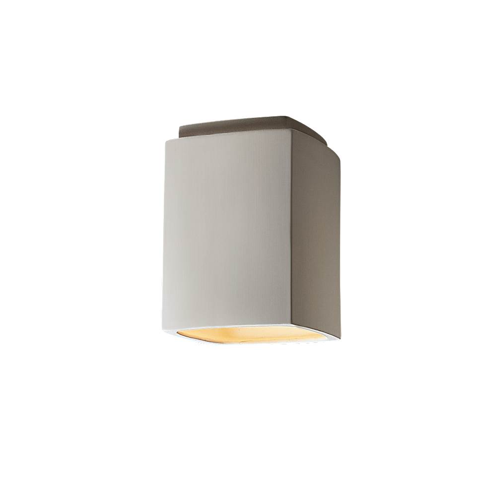 Justice Design Rectangle LED Flush-Mount (Outdoor) in Matte White with Champagne Gold internal finish
