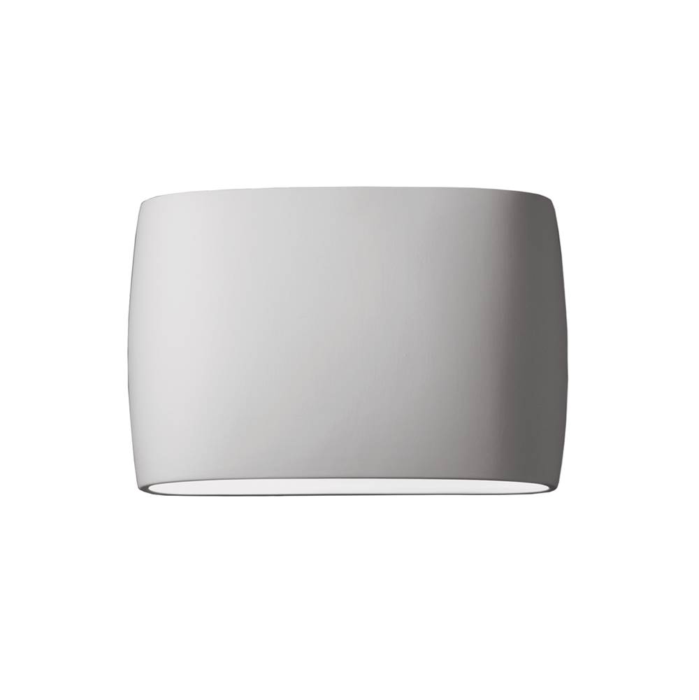 Justice Design Wide ADA Large Oval Wall Sconce - Closed Top in Gloss Grey