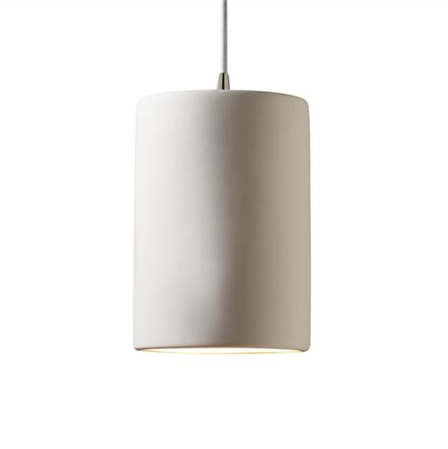 Justice Design Small Cylinder Pendant  in Gloss Grey