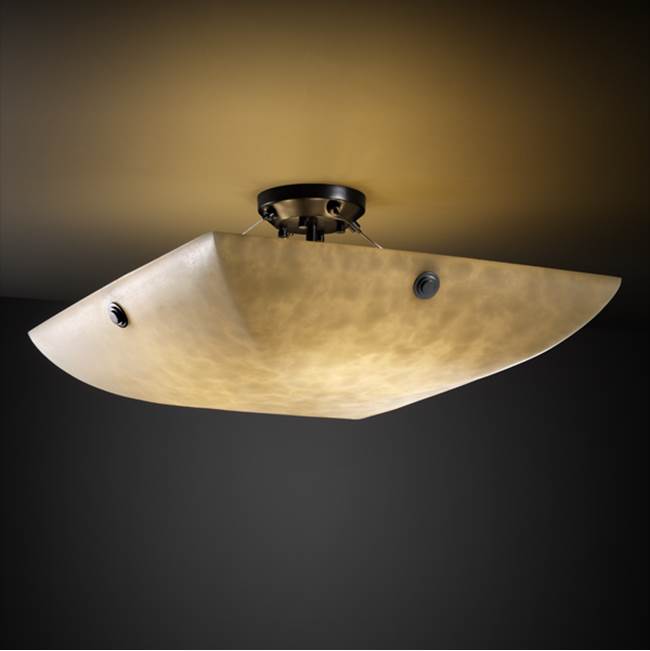 Justice Design 48'' LED Semi-Flush Bowl w/ Concentric Squares Finials