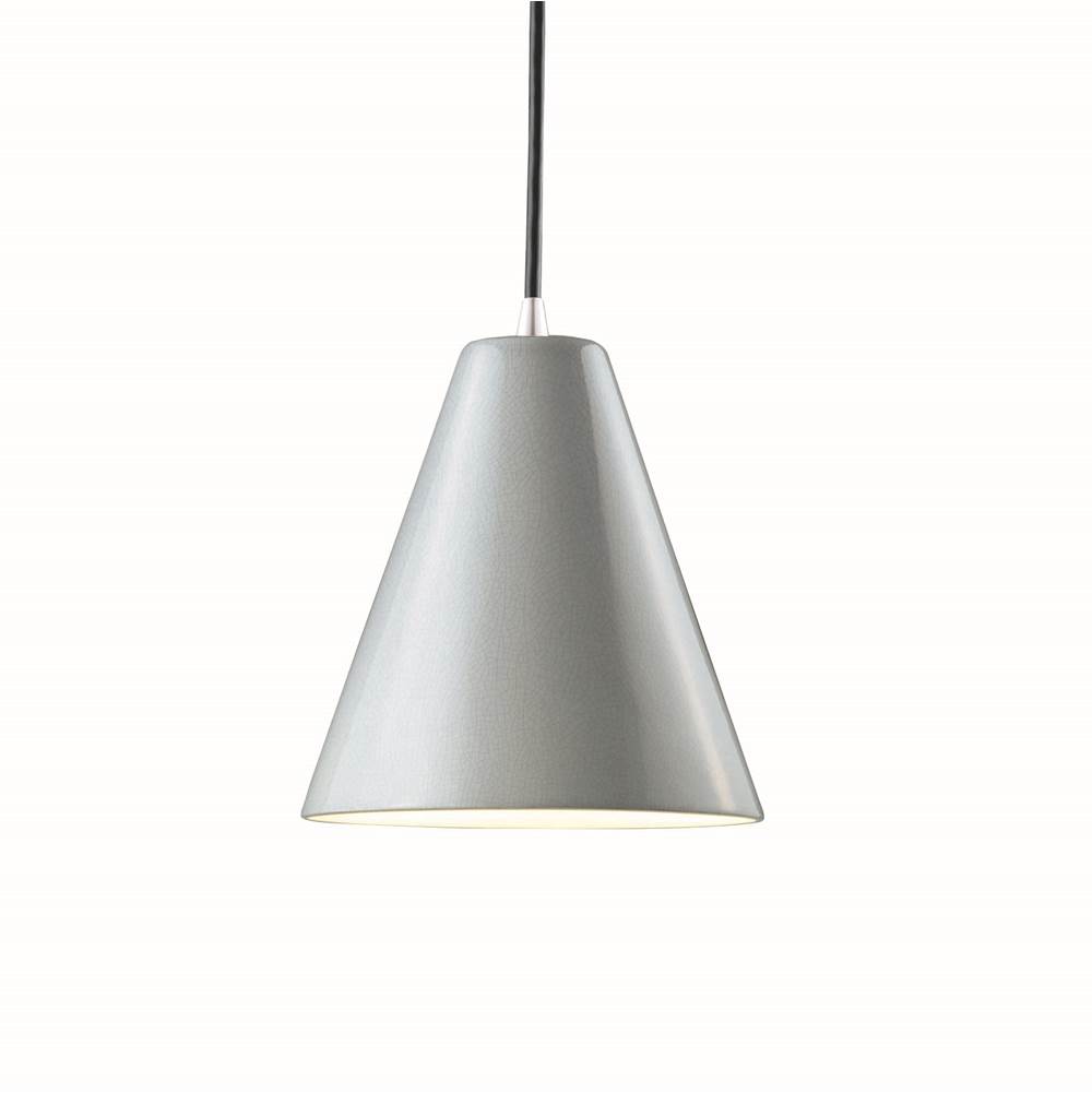 Justice Design Cone LED Pendant  in Hammered Iron