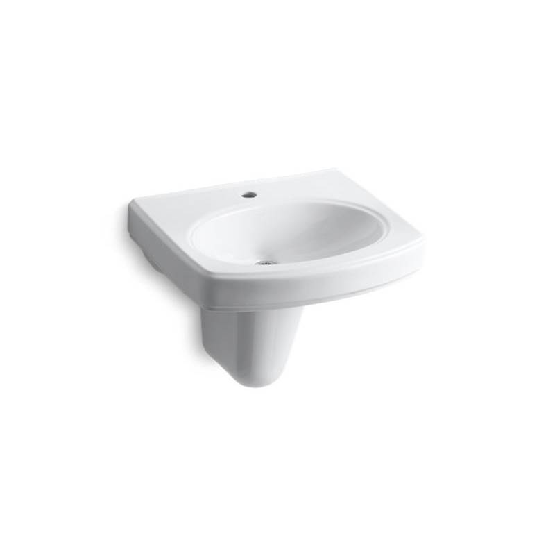 Kohler Pinoir® Wall-mount bathroom sink with single faucet hole