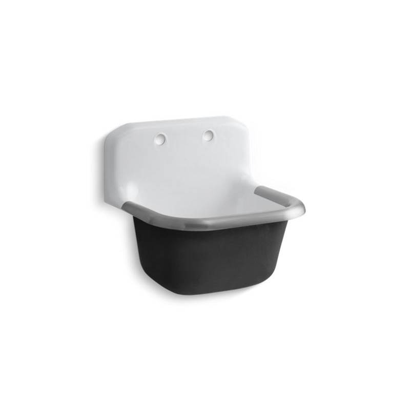 Kohler Bannon™ 24'' x 20-1/4'' wall-mounted or P-trap mounted service sink with rim guard and back drilled on 8'' centers