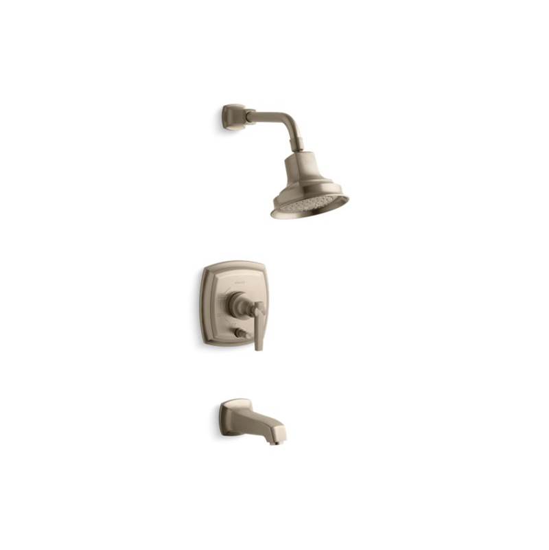 Kohler Margaux® Rite-Temp(R) pressure-balancing bath and shower faucet trim with push-button diverter and lever handle, valve not included