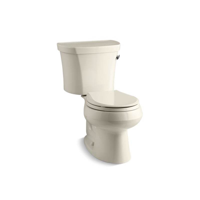 Kohler Wellworth® Two-piece round-front 1.28 gpf toilet with right-hand trip lever, tank cover locks and 14'' rough-in