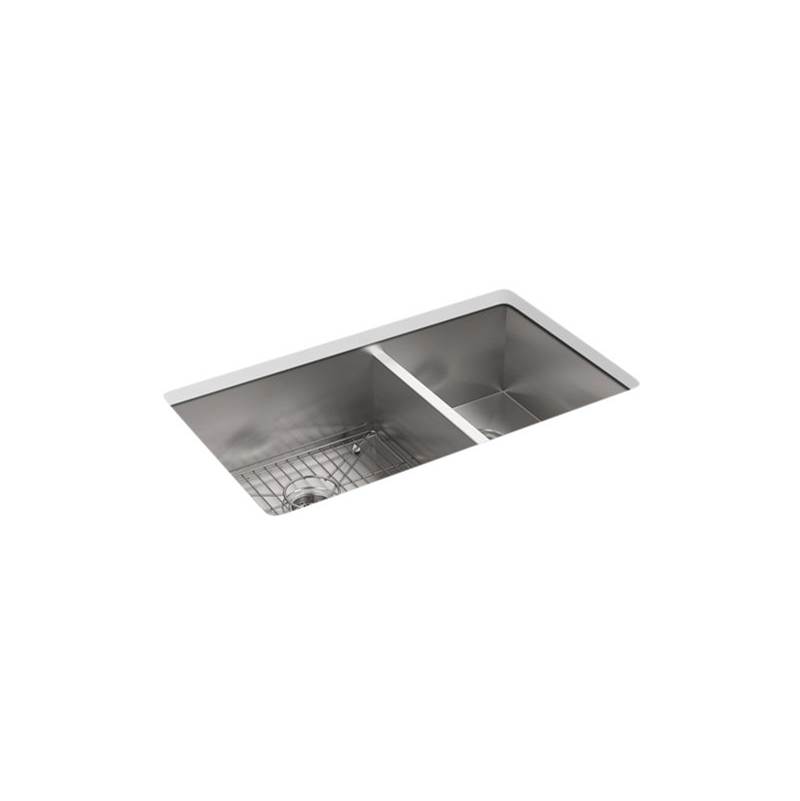 Kohler Vault™ 33'' x 22'' x 9-5/16'' Top-mount/undermount large/medium double-bowl kitchen sink with single faucet hole