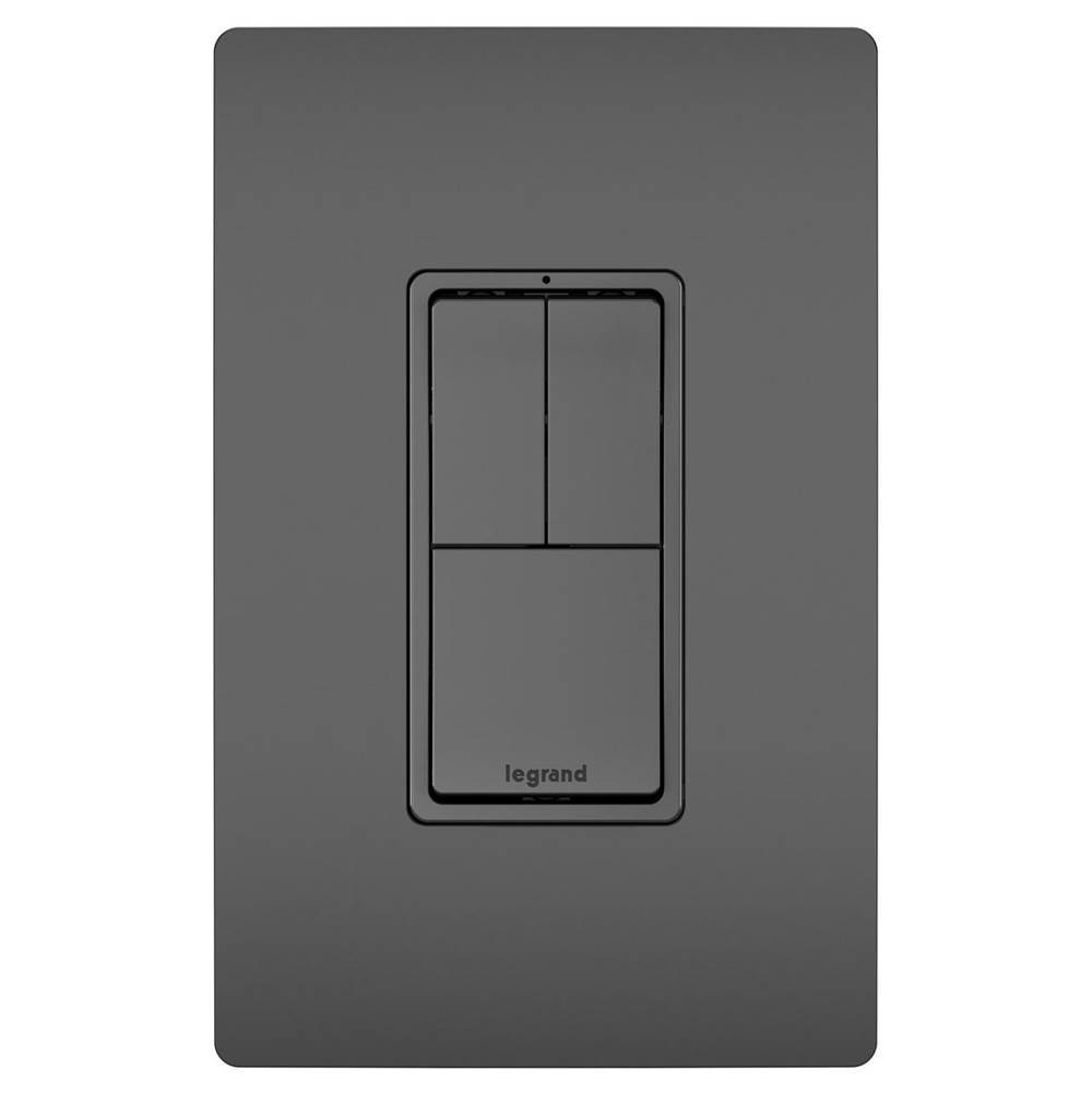 Legrand radiant Two Single-Pole Switches and Single Pole/3-Way Switch, Black