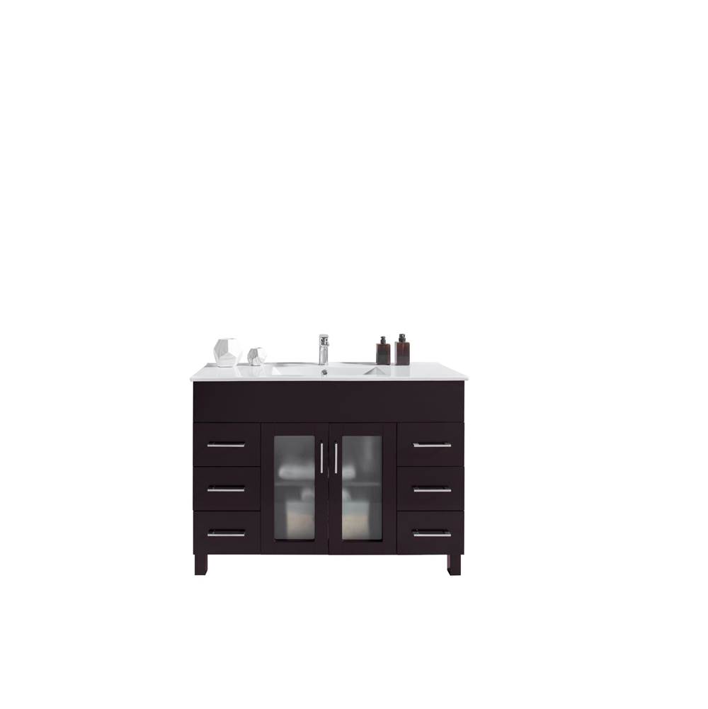 LAVIVA Nova 48 - Brown Cabinet And Ceramic Basin Countertop