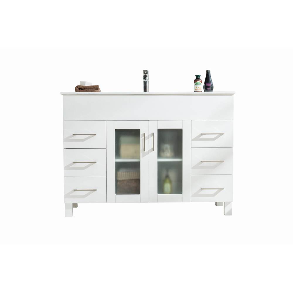 LAVIVA Nova 48 - White Cabinet And Ceramic Basin Countertop