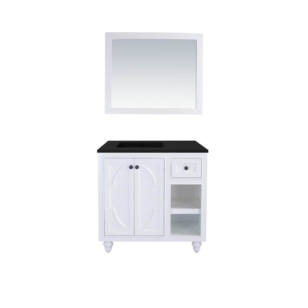 LAVIVA Odyssey - 36 - White Cabinet And Matte Black VIVA Stone Solid Surface Countertop