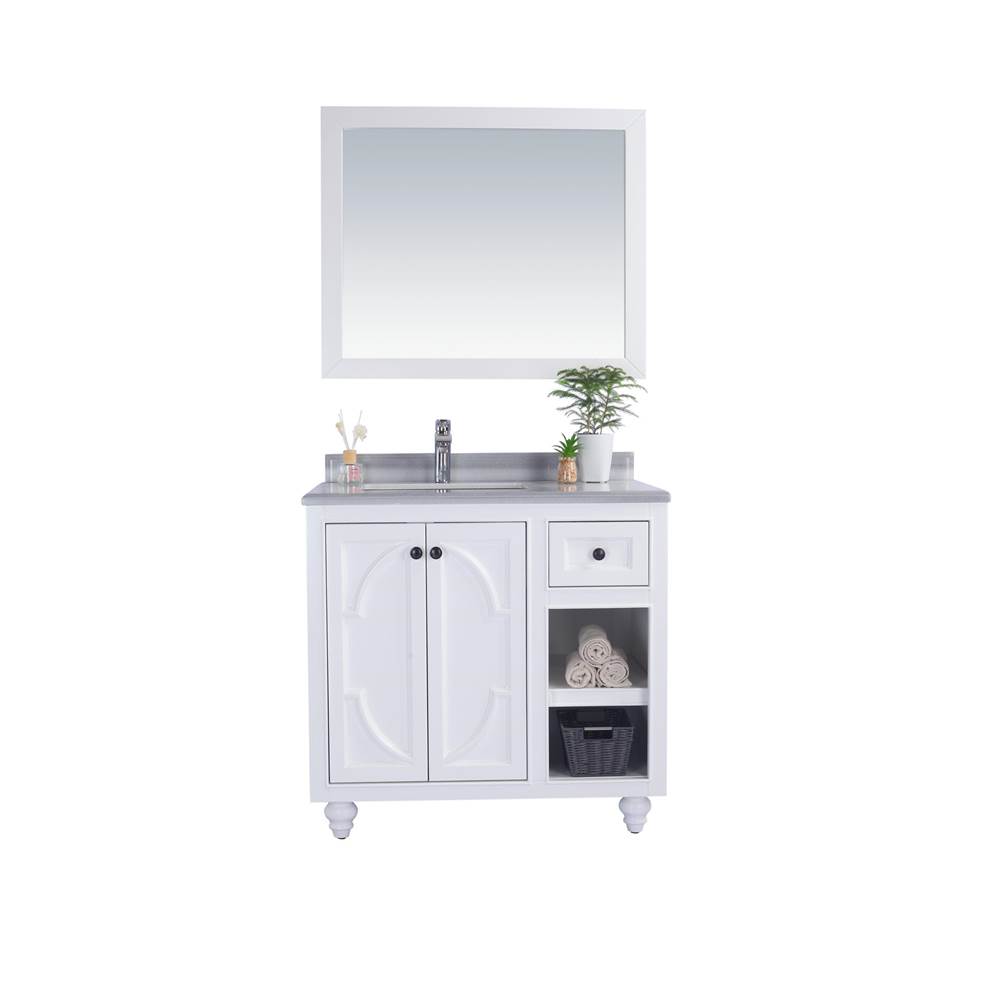 LAVIVA Odyssey - 36 - White Cabinet And White Stripes Marble Countertop