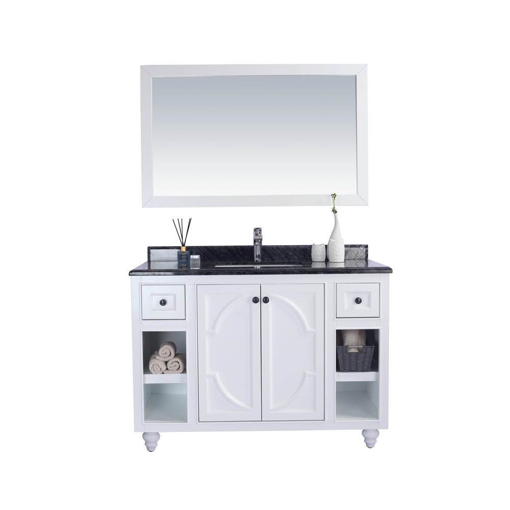 LAVIVA Odyssey - 48 - White Cabinet And Black Wood Marble Countertop