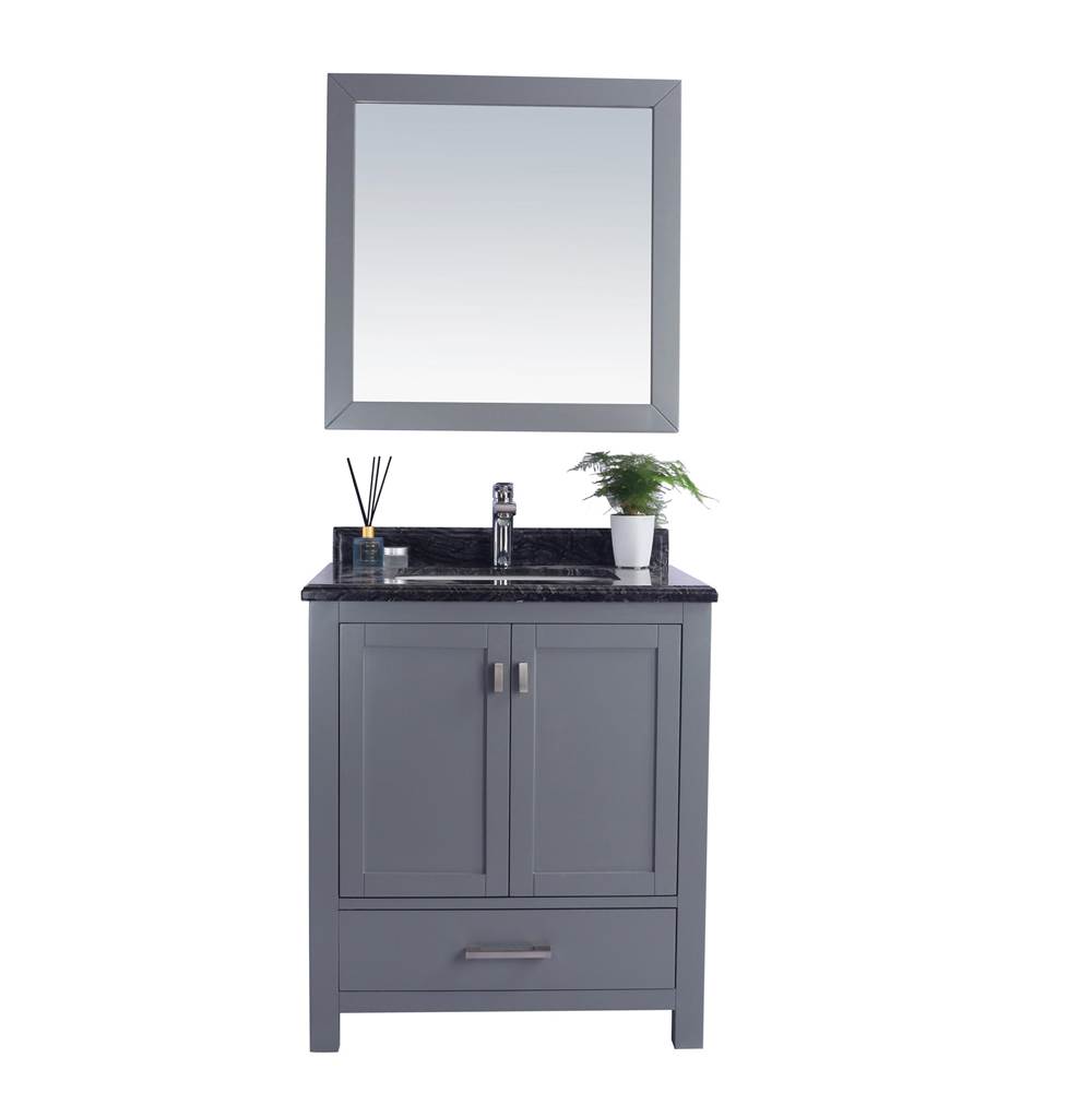 LAVIVA Wilson 30 - Grey Cabinet And Black Wood Marble Countertop