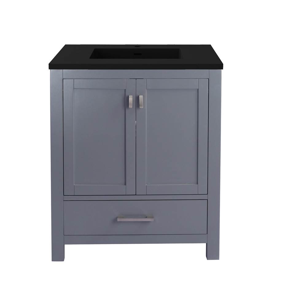 LAVIVA Wilson 30 - Grey Cabinet And Matte Black VIVA Stone Solid Surface Countertop