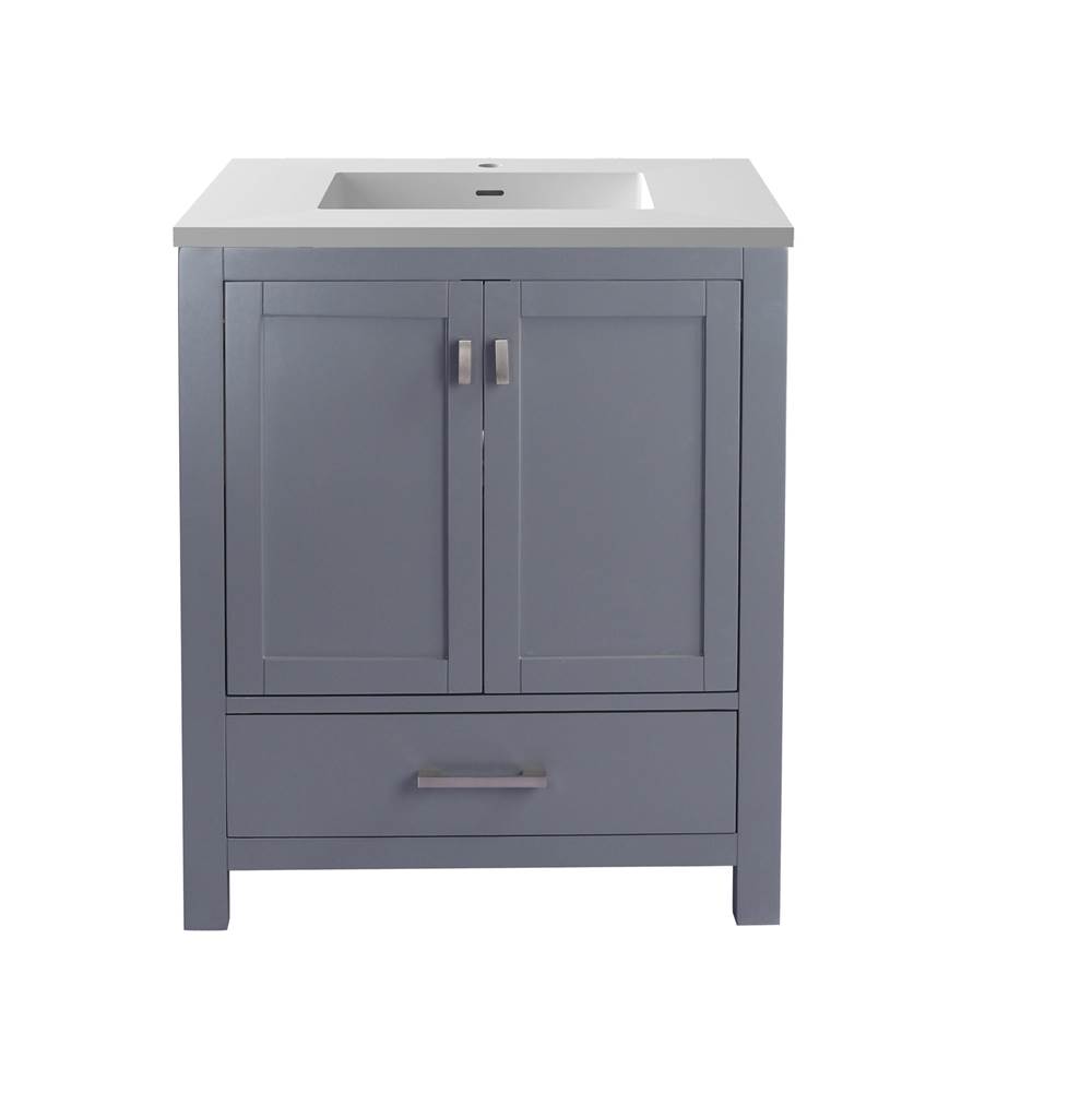 LAVIVA Wilson 30 - Grey Cabinet And Matte White VIVA Stone Solid Surface Countertop