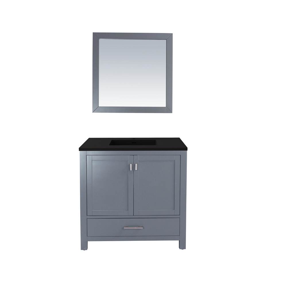 LAVIVA Wilson 36 - Grey Cabinet And Matte Black VIVA Stone Solid Surface Countertop