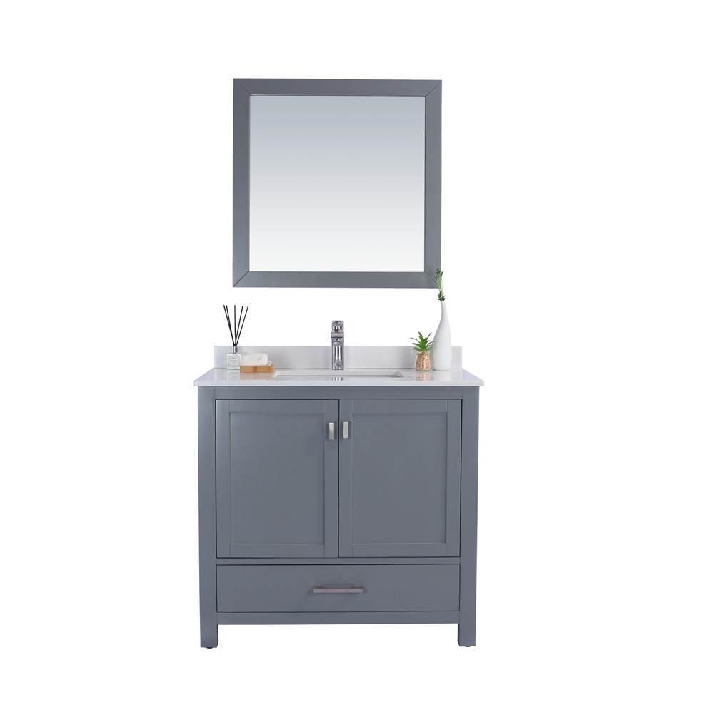 LAVIVA Wilson 36 - Grey Cabinet And White Quartz Countertop