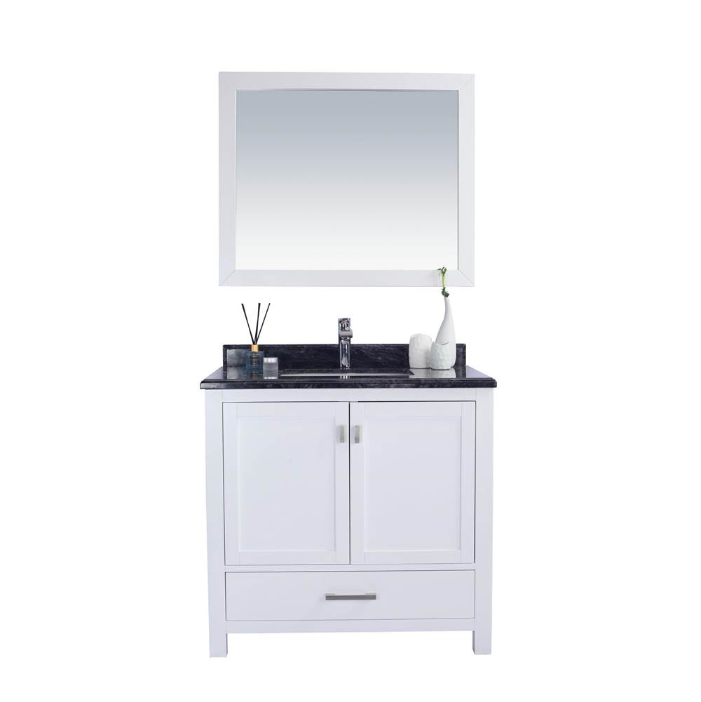 LAVIVA Wilson 36 - White Cabinet And Black Wood Marble Countertop