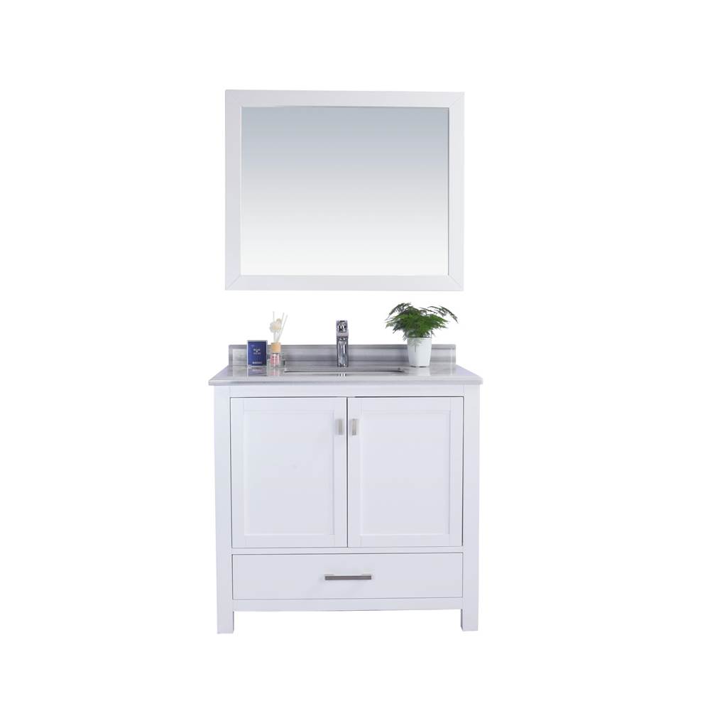LAVIVA Wilson 36 - White Cabinet And White Stripes Marble Countertop