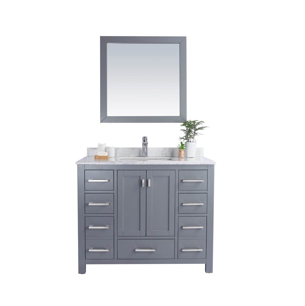 LAVIVA Wilson 42 - Grey Cabinet And White Carrara Marble Countertop