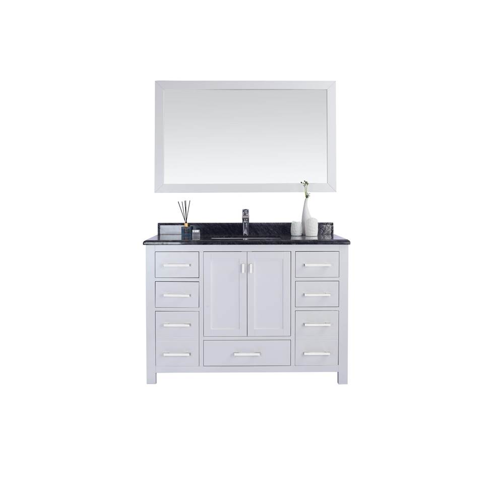 LAVIVA Wilson 48 - White Cabinet And Black Wood Marble Countertop