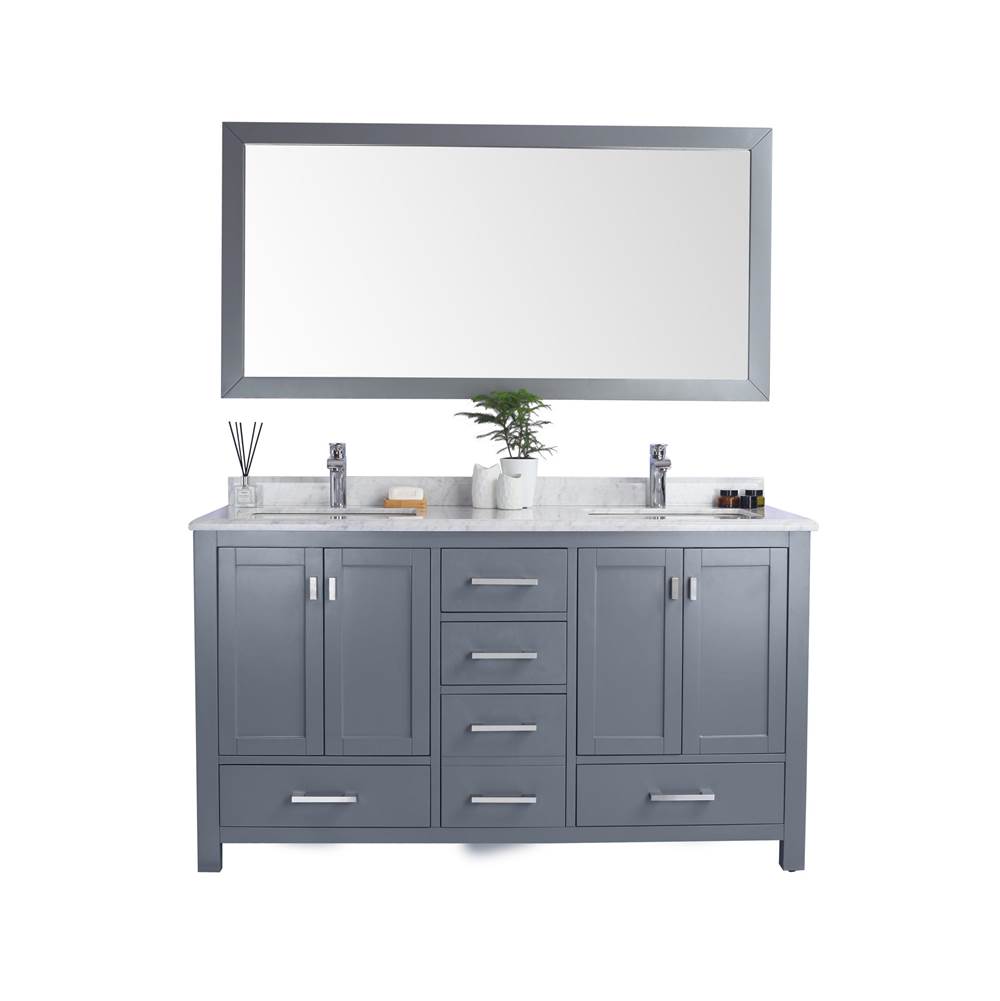 LAVIVA Wilson 60 - Grey Cabinet And White Carrara Marble Countertop