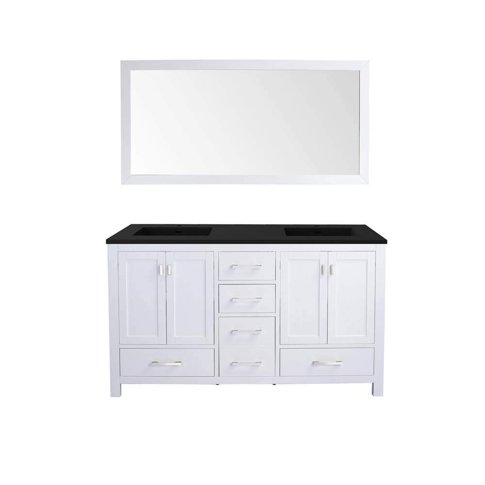 LAVIVA Wilson 60 - White Cabinet And Matte Black VIVA Stone Solid Surface Countertop