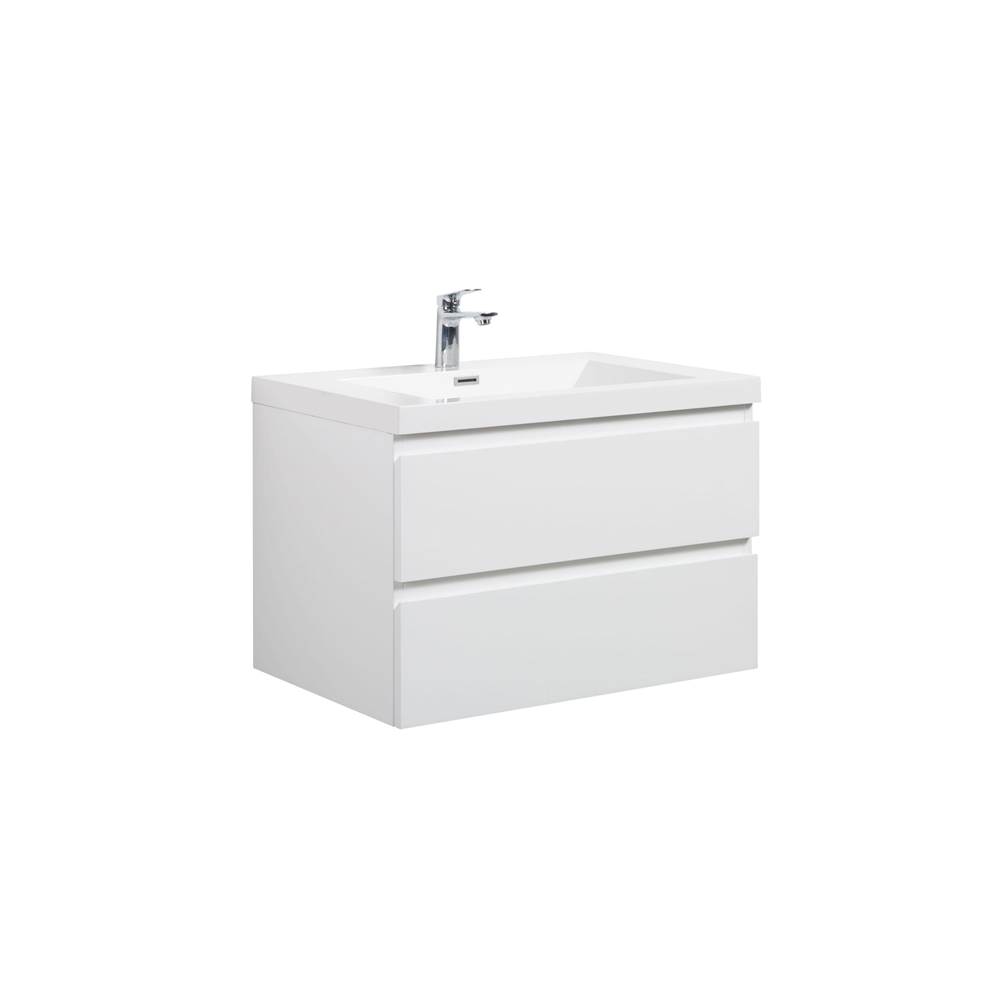 LAVIVA Aurora 30'' Glossy Polar White Wall Hung Bathroom Vanity with White Acrylic Countertop