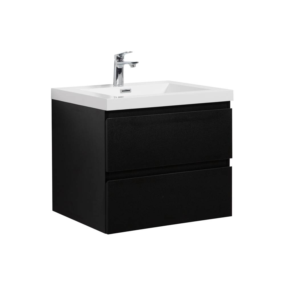 LAVIVA Aurora 30'' Matte Midnight Black Wall Hung Bathroom Vanity with White Acrylic Countertop