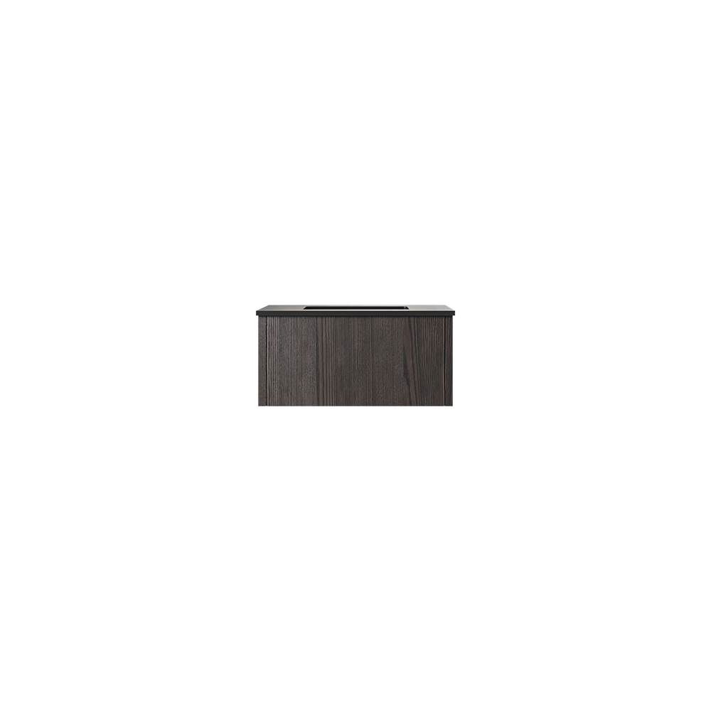 LAVIVA Legno 30'' Carbon Oak Bathroom Vanity with Matte Black VIVA Stone Solid Surface Countertop