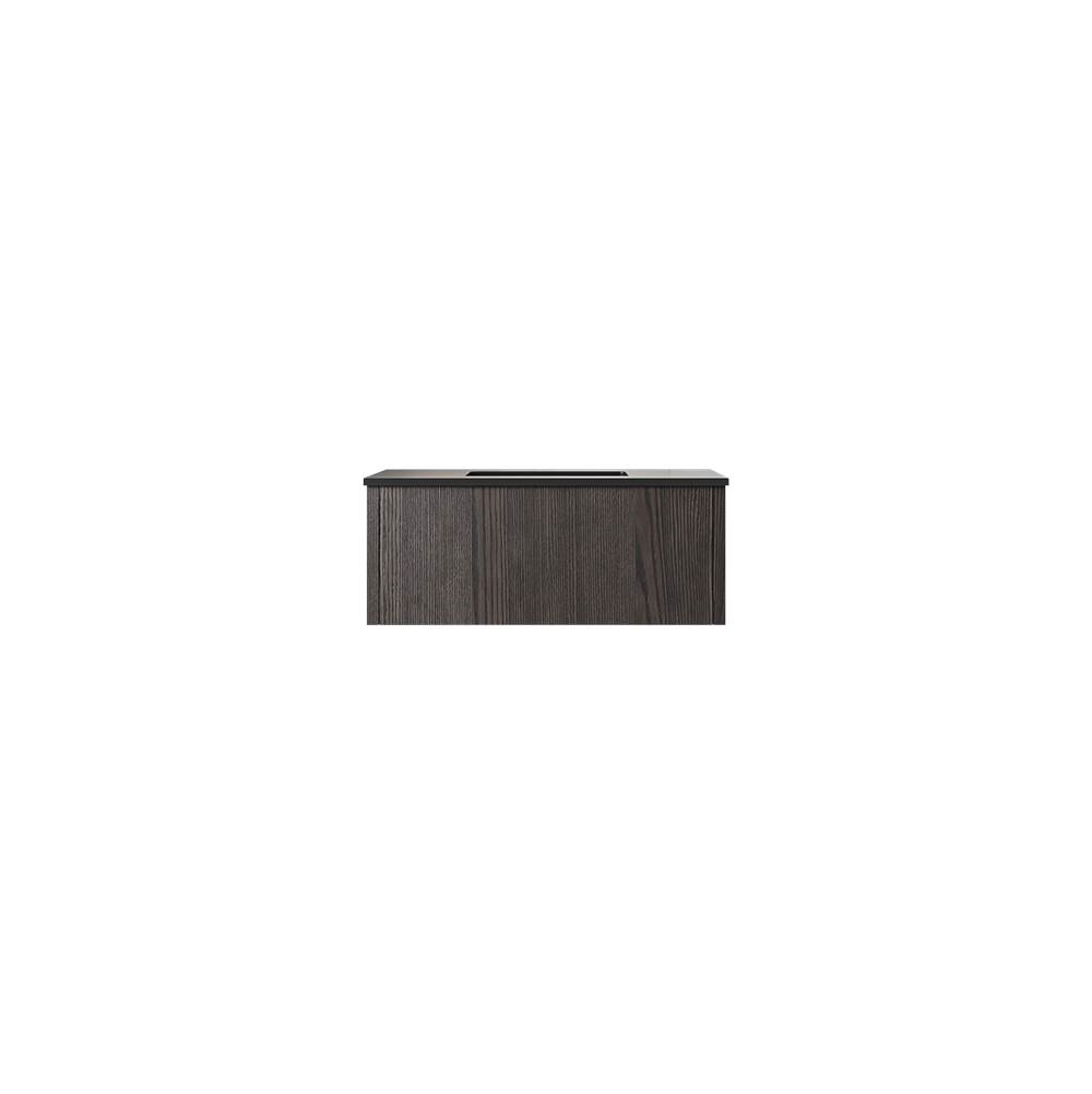LAVIVA Legno 36'' Carbon Oak Bathroom Vanity with Matte Black VIVA Stone Solid Surface Countertop