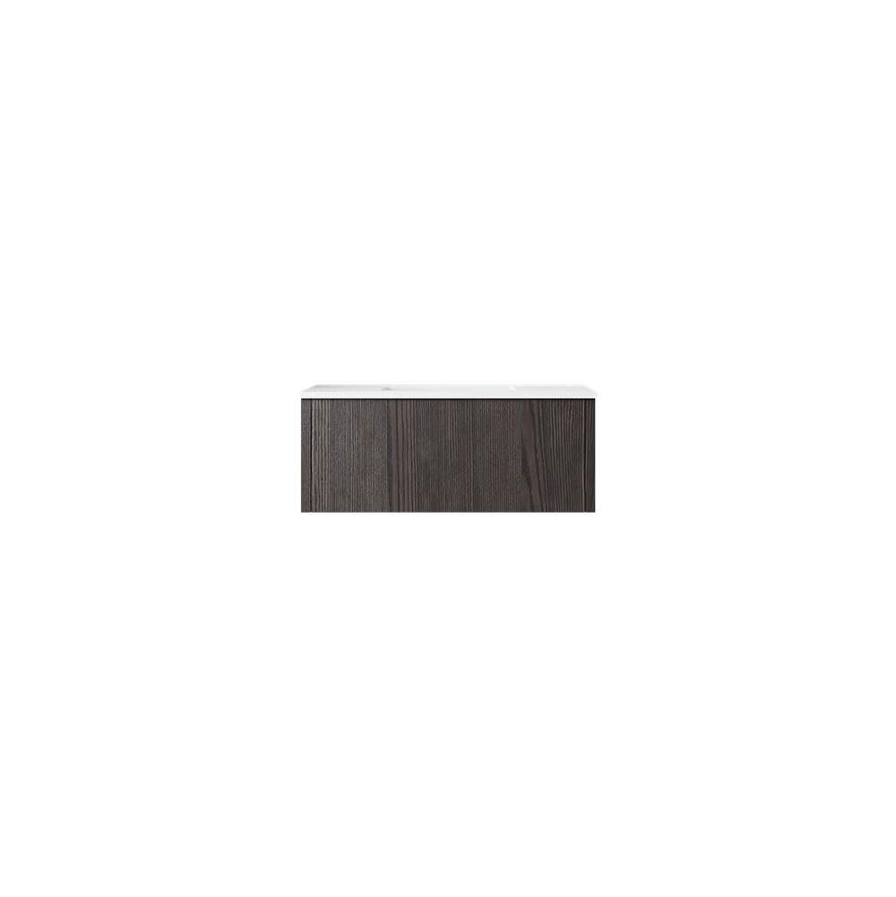 LAVIVA Legno 36'' Carbon Oak Bathroom Vanity with Matte White VIVA Stone Solid Surface Countertop