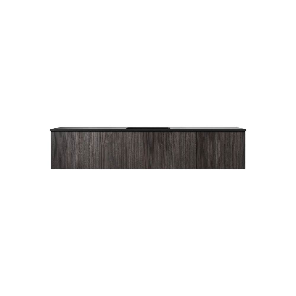 LAVIVA Legno 72'' Carbon Oak Single Sink Bathroom Vanity with Matte Black VIVA Stone Solid Surface Countertop