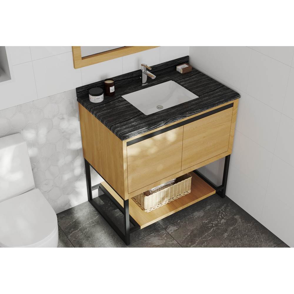 LAVIVA Alto 36 - California White Oak Cabinet And Black Wood Marble Countertop