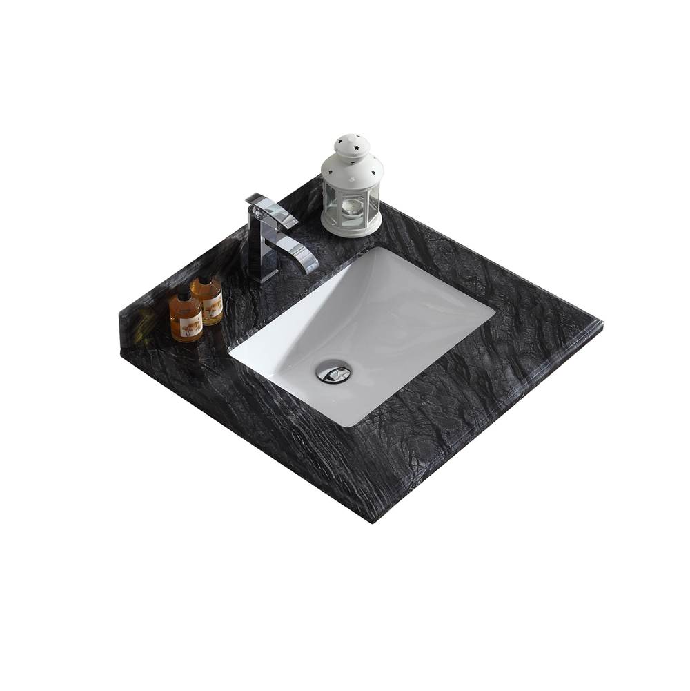 LAVIVA Black Wood Marble Countertop - 24'' - Single Hole with Rectangular Sink