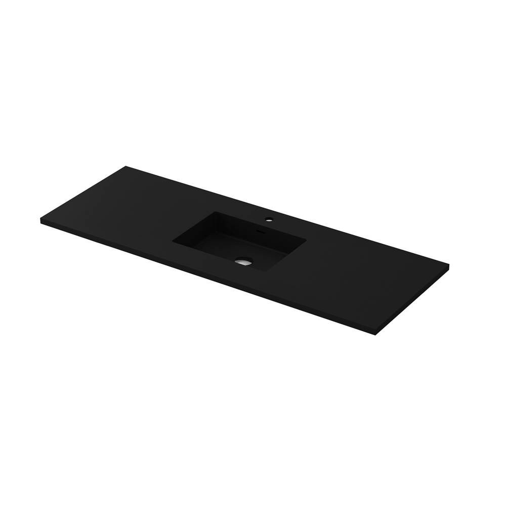 LAVIVA VIVA Stone 60'' Single Sink Matte Black - Solid Surface Countertop